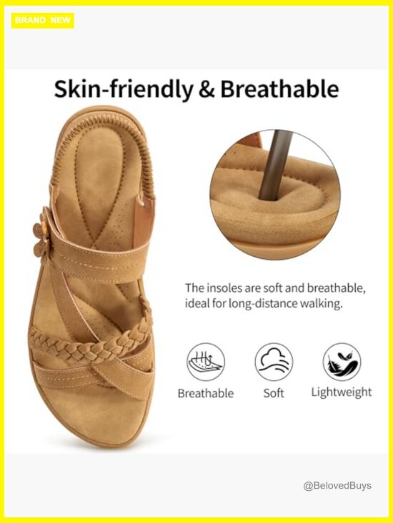 Viluyesy Women Women\'s Flat Sandals with Breathable Insole, Lightweight for Walking & Casual